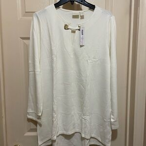 Chico's Cream Top with Gold Detail